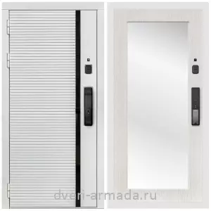 Входные двери толщиной 1.2 мм, Умная входная смарт-дверь Армада Каскад WHITE МДФ 10 мм Kaadas K9 / МДФ 16 мм ФЛЗ-Пастораль, Дуб белёный