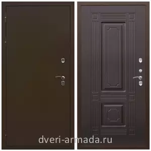 Для коттеджа, Дверь входная стальная уличная в частный дом Армада Термо Молоток коричневый/ ФЛ-2 Венге теплая с 3 петлями
