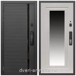Одностворчатые входные двери, Умная входная смарт-дверь Армада Каскад BLACK МДФ 10 мм Kaadas K9 / МДФ 16 мм ФЛЗ-120 Дуб белёный