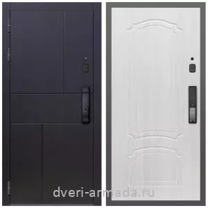 Темные входные двери, Умная входная смарт-дверь Армада Оникс МДФ 10 мм Kaadas K9 / МДФ 6 мм ФЛ-140 Дуб белёный