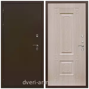 Уличные двери для коттеджа, Дверь входная стальная уличная для загородного дома Армада Термо Молоток коричневый/ ФЛ-2 Дуб белёный