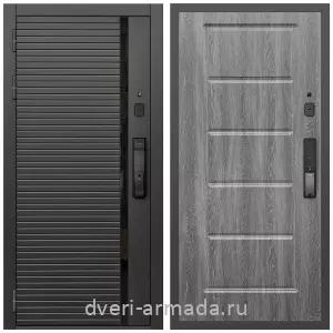 Одностворчатые входные двери, Умная входная смарт-дверь Армада Каскад BLACK МДФ 10 мм Kaadas K9 / ФЛ-39 Дуб Филадельфия графит