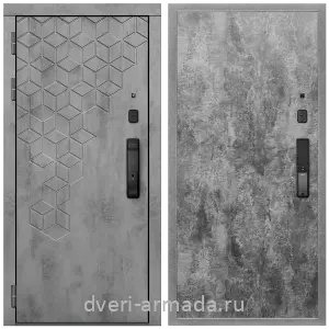 Темные входные двери, Дверь входная Армада Квадро МДФ 16 мм Kaadas K9 / МДФ 6 мм ПЭ Цемент темный