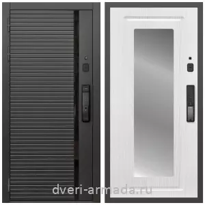 Современные входные двери, Умная входная смарт-дверь Армада Каскад BLACK МДФ 10 мм Kaadas K9 / МДФ 16 мм ФЛЗ-120 Ясень белый