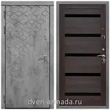 Дверь входная Армада Квадро Бетон тёмный / СБ-14 Эковенге стекло черное