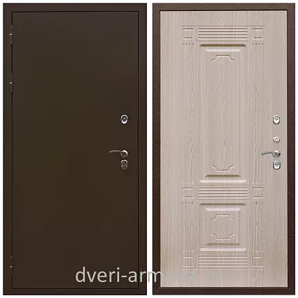 Дверь входная стальная уличная для загородного дома Армада Термо Молоток коричневый/ ФЛ-2 Дуб белёный