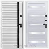 Дверь входная Армада Каскад WHITE МДФ 10 мм / МДФ 16 мм СБ-14 Сандал белый стекло белое